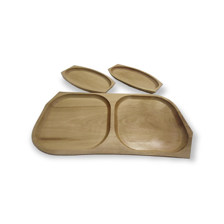 Set platou din lemn 2 persoane, forma ovala, Artker