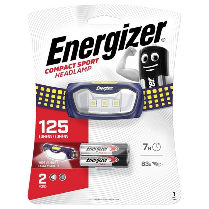Компактен спортен челник, Energizer, LED, 125 лумена, Син/Жълт