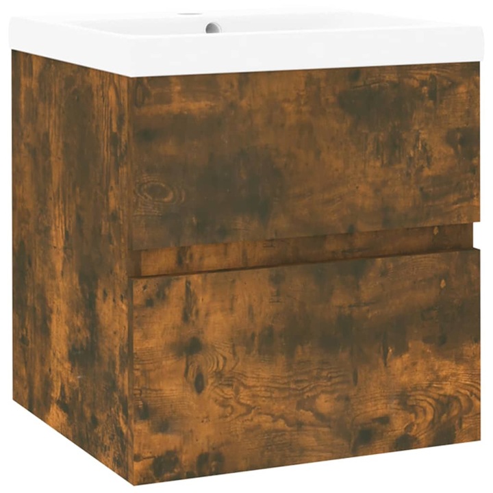 vidaXL füstös tölgyszínű fatermék mosdószekrény beépített mosdóval 3152858
