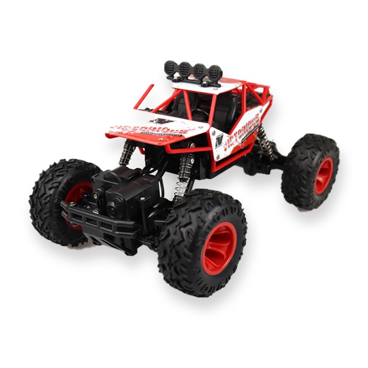 Masina RC 4WD, Functie lumini LED, 28cm, Rosu