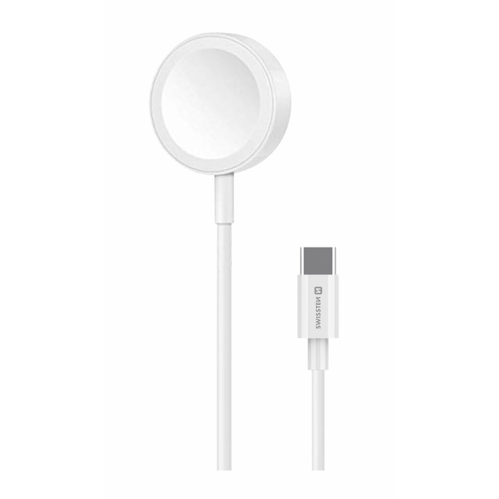 Swissten Apple Watch vezeték nélküli töltőkábel USB-C, fehér