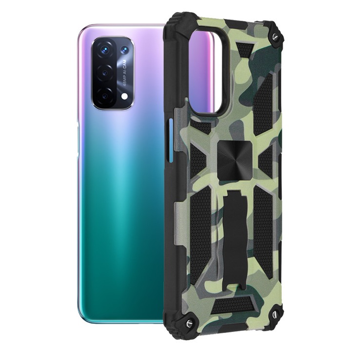 Калъф за Oppo A54 5G / A74 5G / OnePlus Nord N200 5G, Techsuit Blazor Series, Camo Lime