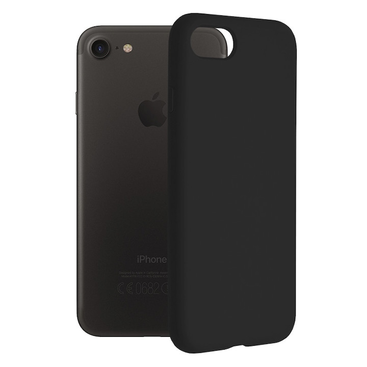 AZIAO kettős szerkezetvédő tok iPhone 7 / 8 / SE 2 telefonhoz, finom mikroszálas karcolásgátló belső és szilikon tapadásgátló külső, titán fekete