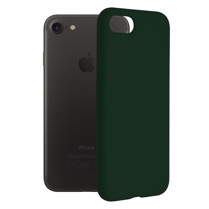 AZIAO dupla szerkezetű védőtok iPhone 7 / 8 / SE 2 telefonhoz, finom mikroszálas karcolásgátló belső és szilikon tapadásgátló külső, oxford zöld