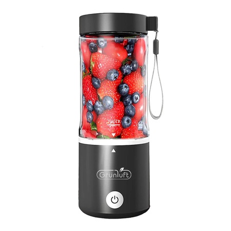 Mini Blender Electric, Grunluft® Easy Mix, 80W, 20.000 RPM, portabil, multifunctional, Auto-curatare, Autonomie Mare, Capacitate 420ml, 6 Lame 3D, acumulator 4000 mAH, negru