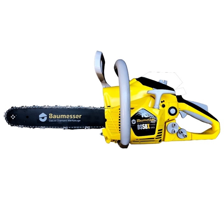 Drujba pe benzina Baumesser BS58X, 38 CC, 4 Cp, 2 lame, 2 lanturi