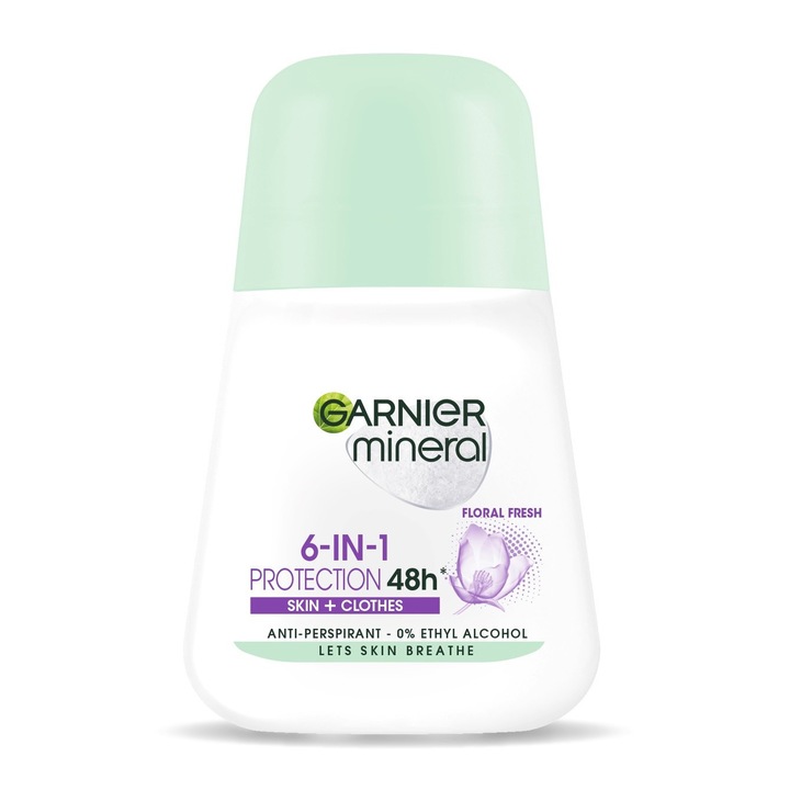 Deodorant roll-on 6in1 Garnier Mineral, Protection 48h, 50 ml