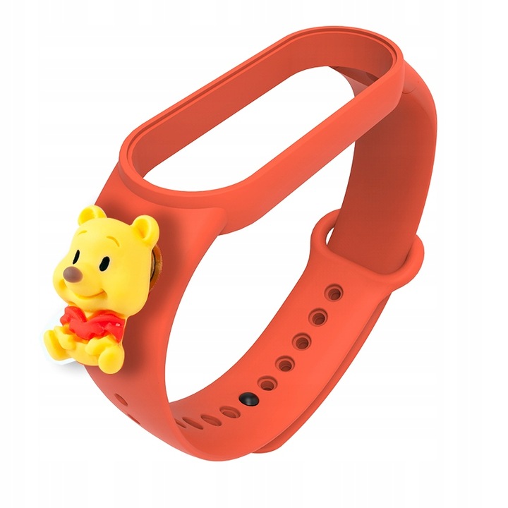 Xiaomi Mi Band 4 съвместима каишка, модел Мечо Пух, Пластмаса, Оранжев