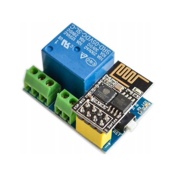 Modul releu WiFi casa inteligenta ESP8266 ESP-01S, Raza actiune 400 m, 42x28 mm