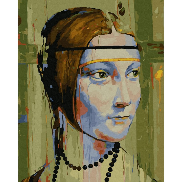 Számfestő készlet ITA ART, Hölgy hermelinnel, 40x50cm, Színes