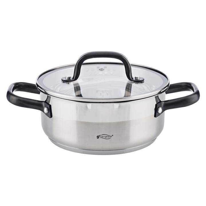 Oala cu capac, Sticla, 20x8.5cm, 2L, Argintiu