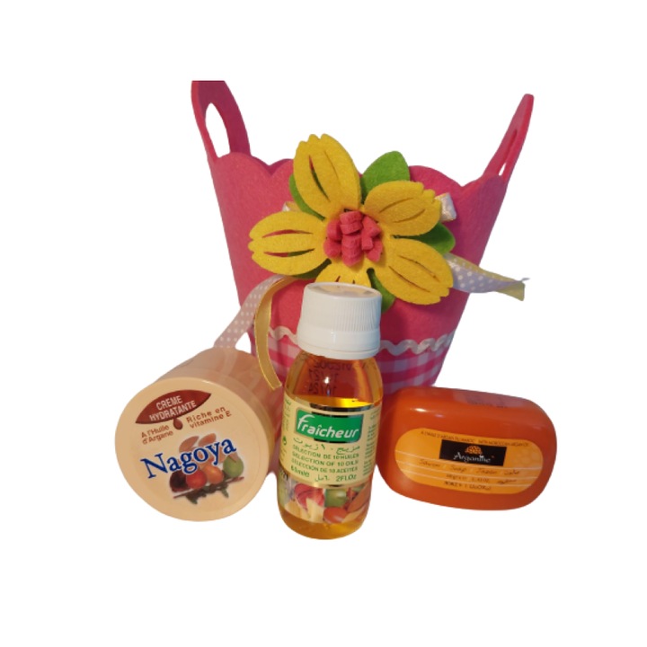 Set Crema cu ulei de argan Nagoya 100 ml, Selectie 10 uleiuri fraicheur 60 ml, Sapun cu ulei de argan Arganine 40 gr
