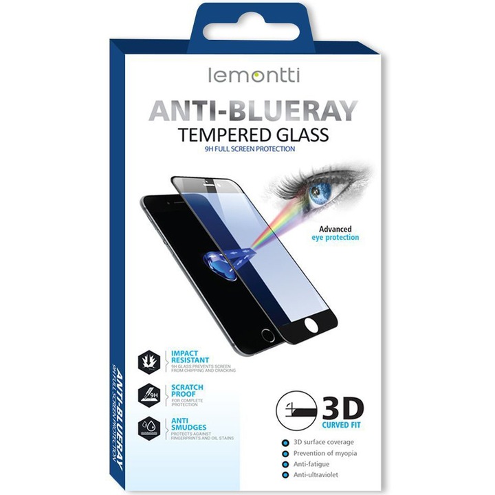 Протектор Lemontti Glass Full Fit Anti-BlueRay за iPhone 14 Plus/iPhone 13 Pro Max, Черен