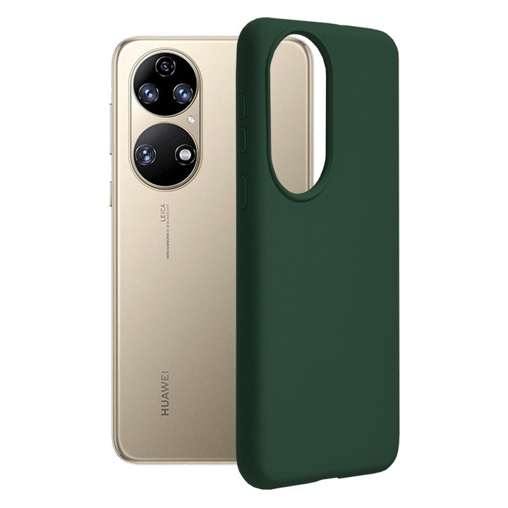 Huawei P50 huzat, Techsuit Soft Edge szilikon, sötétzöld