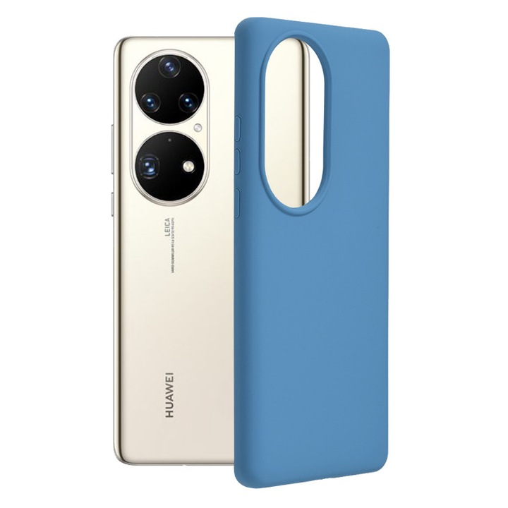 Калъф, съвместим с Huawei P50 Pro, Enhanced Grip, N810, Silicone, Deep Blue