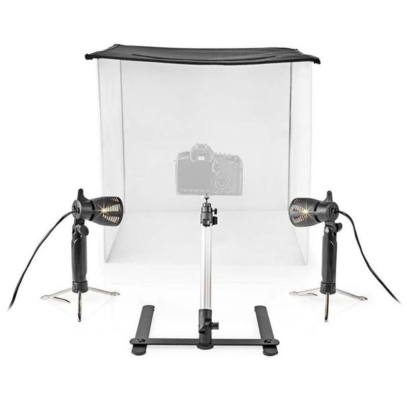 Kit mini studio foto NEDIS, LED, 60x60cm, Becuri reglabile, Stand
