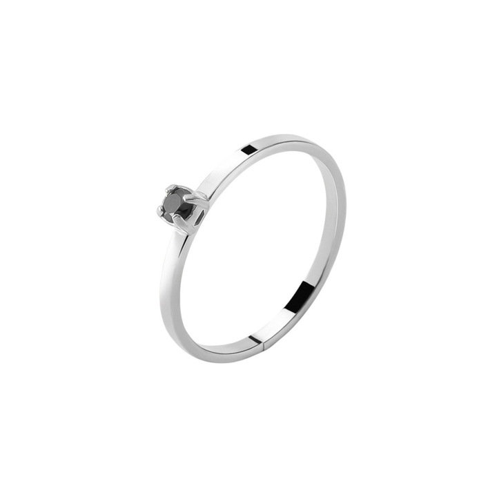 Елегантен пръстен от сребро проба 925, украсен с диамант 3 mm, платинен с покритие за изискан блясък и повишена устойчивост, Giorre