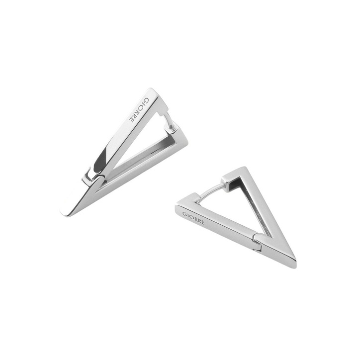 Cercei mari in forma de triunghi geometric, realizati din argint 925, placat cu platina – design modern si elegant, ideali pentru orice ocazie, Giorre