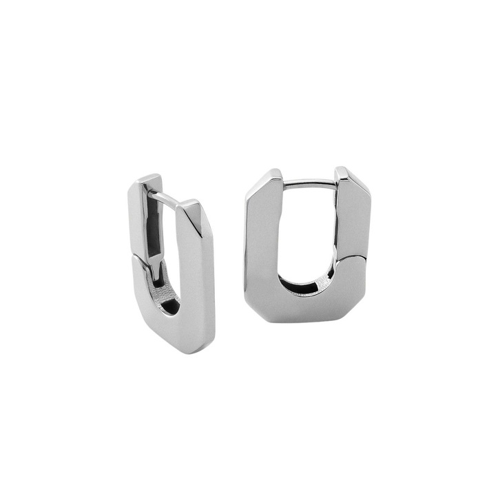 Cercei moderni si eleganti, mici dreptunghiulari - colectia GIORRE, argint 925 placat cu platina, Giorre