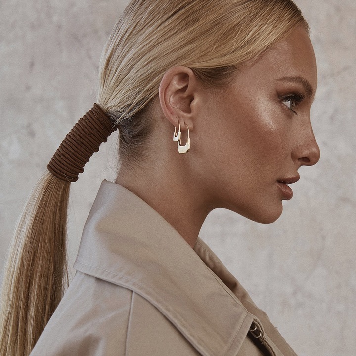 Обеци, във формата на ключалка, Giorre XENIA x GIORRE, сребро проба 925, с платинено покритие