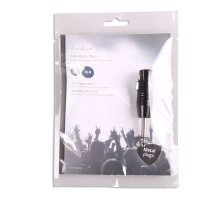 Mufa adaptor mono, Nedis, XLR 3-pin, Jack 6.35mm mama, Negru