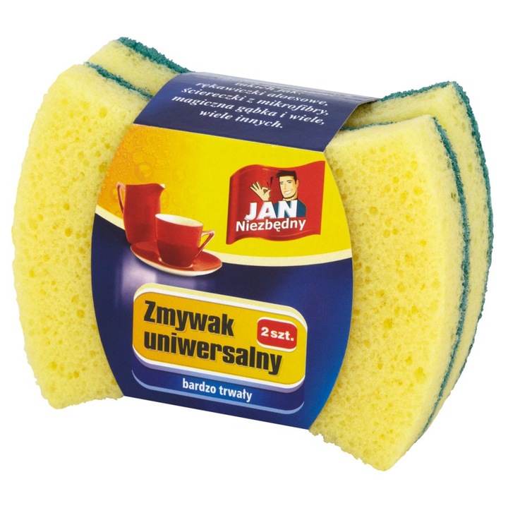 Комплект от 2 гъби за съдове, John Necessary, найлон, зелено/жълто