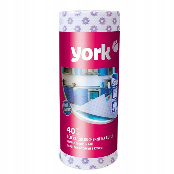 Rola de hartie de bucatarie, York, 40 bucati, Alb/Mov