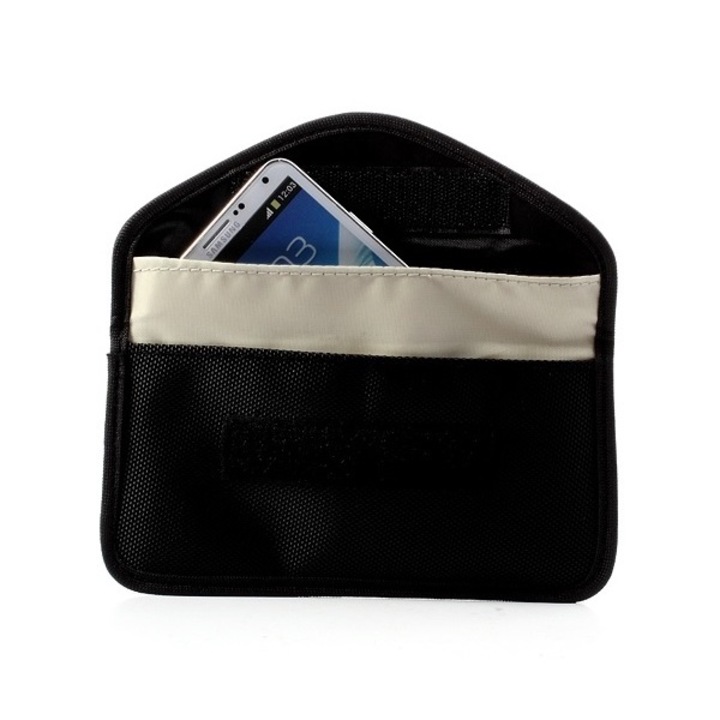 Gigapack tabletvédő, fekvő, vászon, univerzális, tépőzár, jelblokkoló funkció, 20x11cm, fekete