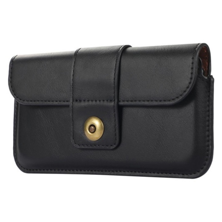 Gigapack tabletvédő fekvő, bőr hatású, univerzális, övre fűzhető, 5.2" - 6.1" méret, fekete