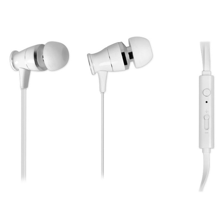 Casti cu fir, Nod, Cu microfon, 20Hz - 20000Hz, Alb