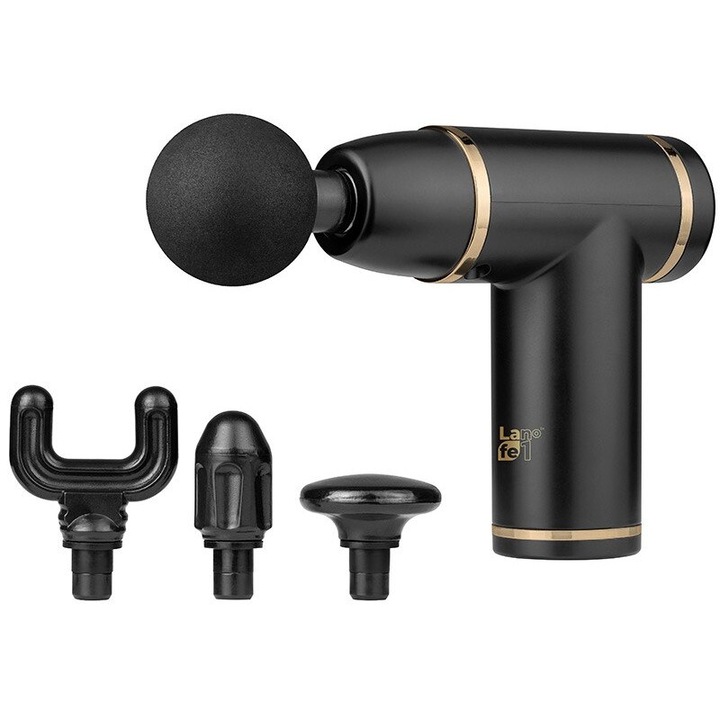 Пистолет за масаж LaFe GUN001 10W 8 скорости 3200 RPM Батерии Черен