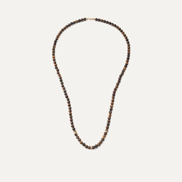 Colier barbatesc - ochi de tigru, argint 925, placat cu aur