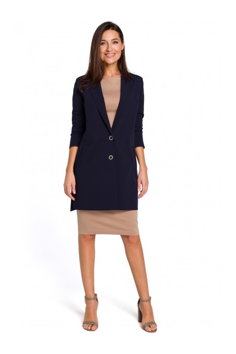 Sacou lung dama. Style. Poliester/Vascoza. Bleumarin. S