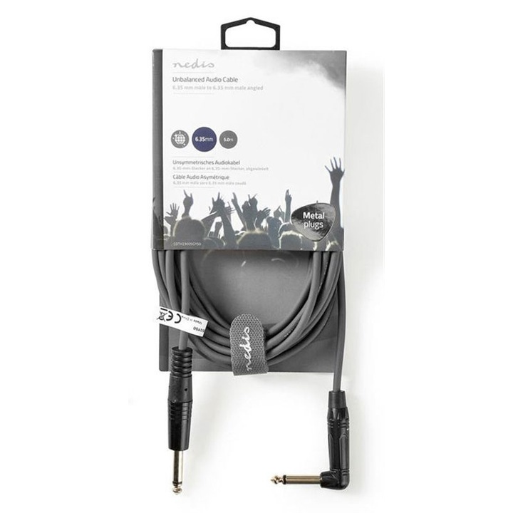 Cablu audio NEDIS, Jack 6.3mm, 5m, Gri