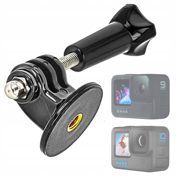Adaptor Pentru Trepied 1/4', GearPro, Pentru Camera Sport, Compatibil Cu GoPro 13 12 11 10 9 8 7 Mini, DJI, Negru
