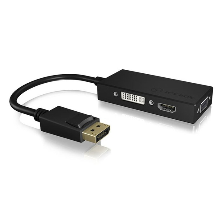 HDMI/DVI-D/VGA adapter, Icy Box, fekete