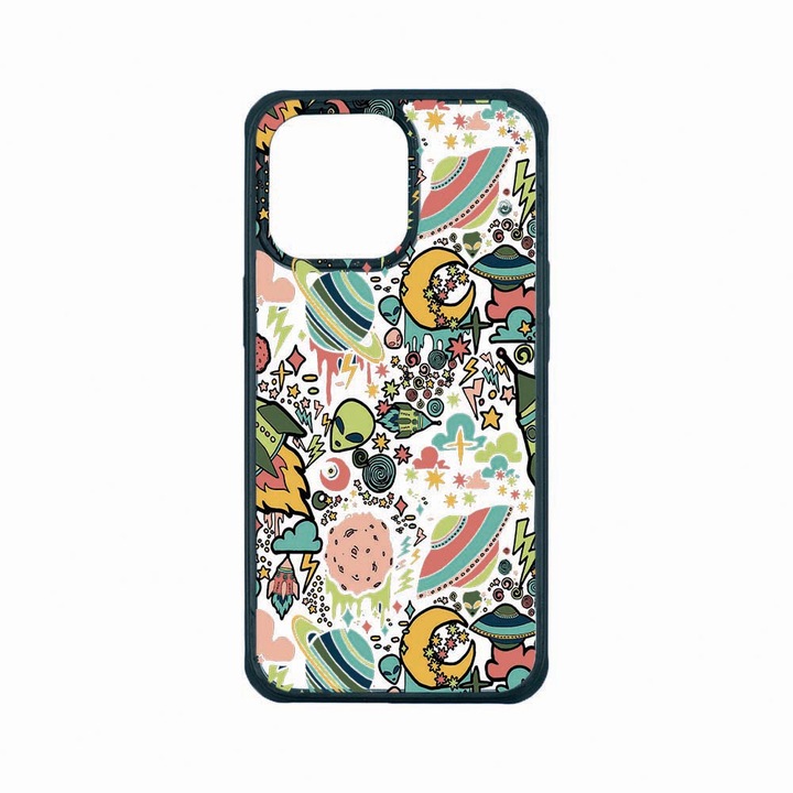 Husa Premium Antisoc Policarbonat/TPU, Compatibila Cu Apple iPhone 13 Pro, Universe, Planets UFO, Rezistenta la socuri, Protectie Camera, AP 472