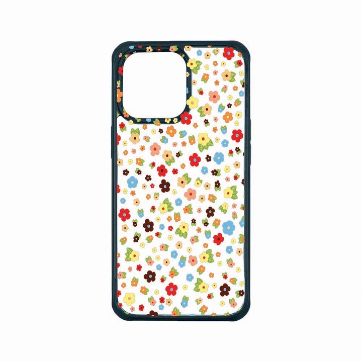 Husa Premium Antisoc Policarbonat/TPU, Compatibila Cu Apple iPhone 13 Pro, Happy Little Flowers, Rezistenta la socuri, Protectie Camera, AP 501