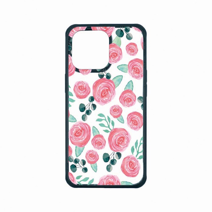 Husa Premium Antisoc Policarbonat/TPU, Compatibila Cu Apple iPhone 13 Pro, Rose Pattern, Rezistenta la socuri, Protectie Camera, AP 640