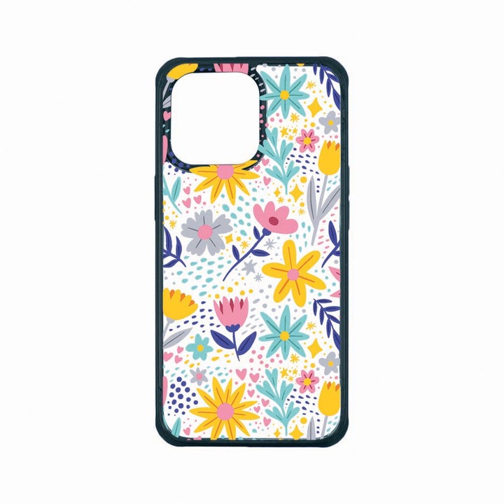 Husa Premium Antisoc Policarbonat/TPU, Compatibila cu Apple iPhone 13 Pro, Little Flowers, Rezistenta la socuri, Protectie Camera, AP 758