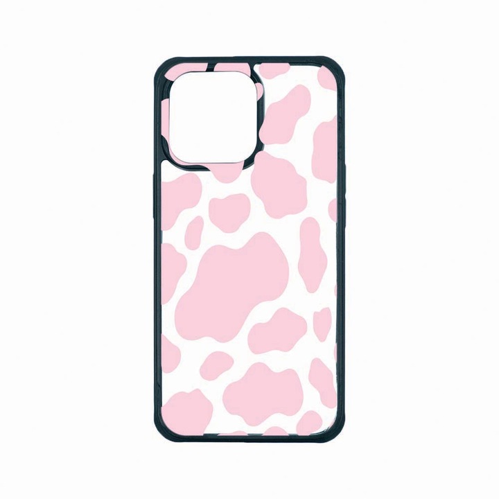 Husa Premium Antisoc Policarbonat/TPU, Compatibila cu Apple iPhone 13 Pro, Pink Cow, Rezistenta la socuri, Protectie Camera, AP 786