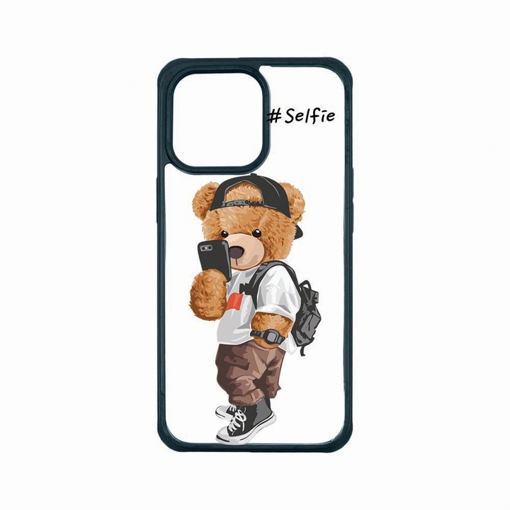 Husa Premium Antisoc Policarbonat/TPU, Compatibila Cu Apple iPhone 13 Pro, Selfie Teddy Bear, Rezistenta la socuri, Protectie Camera, AP 925