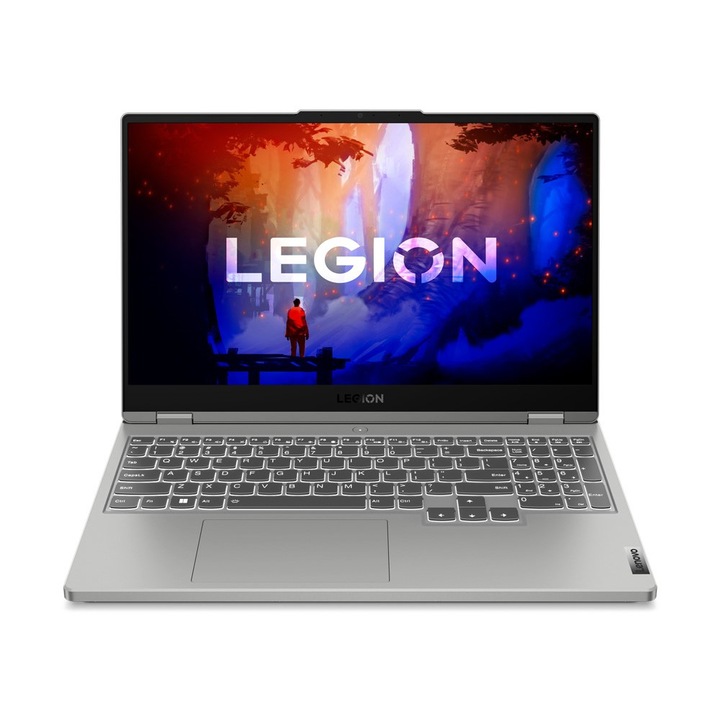 Лаптоп Lenovo Legion 5 15ARH7 с AMD Ryzen 5 6600H (3.3/4.5GHz, 16M), 16 GB, 512GB M.2 NVMe SSD, NVIDIA RTX 3050 Ti 4GB GDDR6, Free DOS, Сив