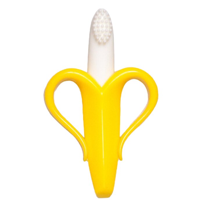 OEM 2 az 1-ben szilikon játék és fogkefe, sárga