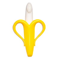 Periuta de dinti pentru bebelusi in forma de banana, aplicator gel gingival, galben