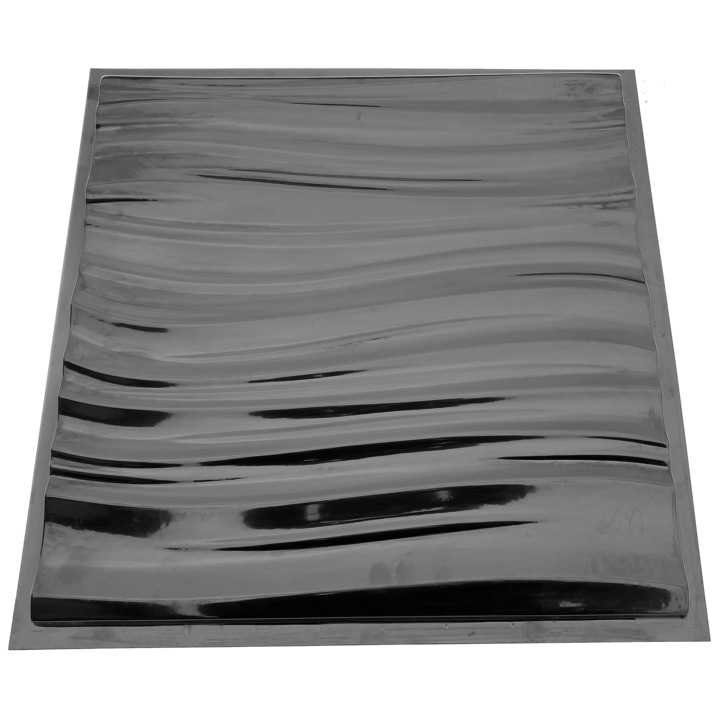 Matrita panou decorativ 3D, model Curent, plastic ABS, negru, 50x50cm