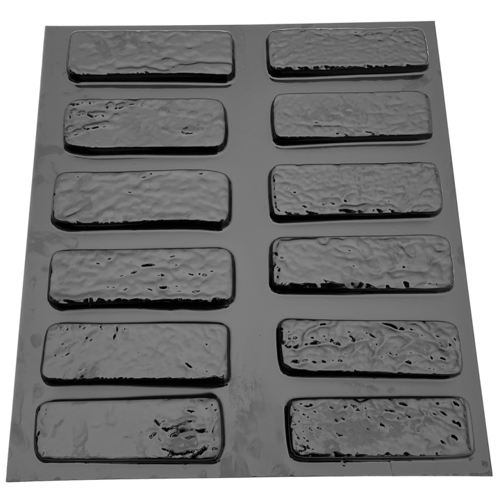 Matrita panou decorativ 3D, model 6 Caramizi Arte, plastic ABS, negru, 50x50cm