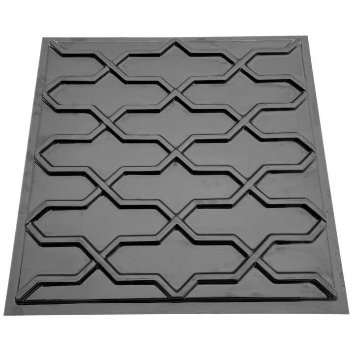 Matrita panou decorativ 3D, model Legaturi, plastic ABS, negru, 50x50cm