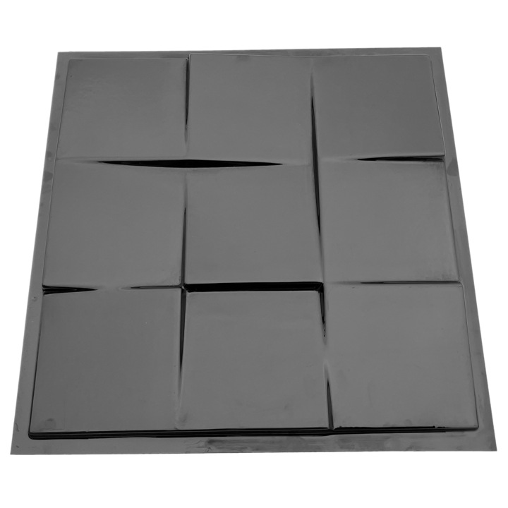 Matrita panou decorativ 3D, model Model X si Zero, plastic ABS, negru, 50x50cm