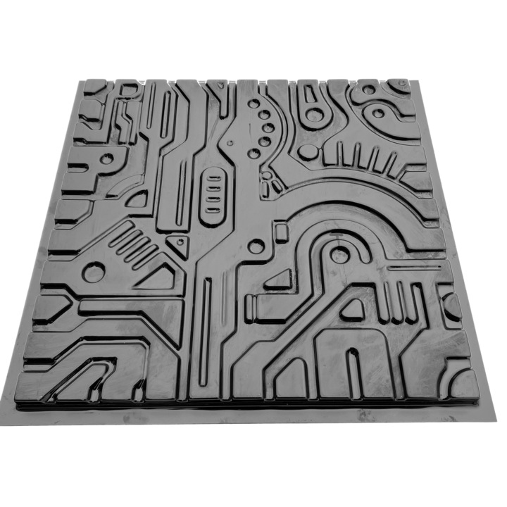 Matrita panou decorativ 3D, model Electric, plastic ABS, negru, 50x50cm